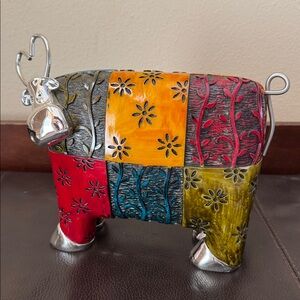 Uttermost 19058 Colorful Patchwork Cow Figurine Made of Polyresin & Metal